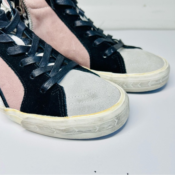 Vintage Havana Suede Gingham Multi Distressed Star Hightop Sneakers - Picture 4 of 7